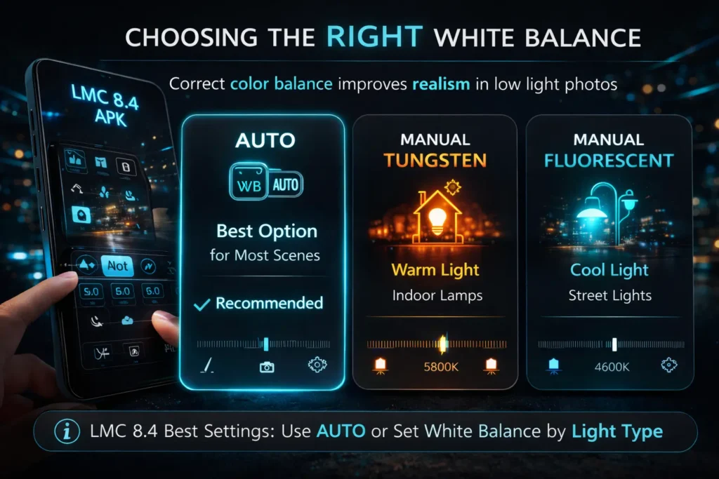 Best Settings for LMC 8.4 APK for Low Light Photography 3 Choosing the Right White Balance